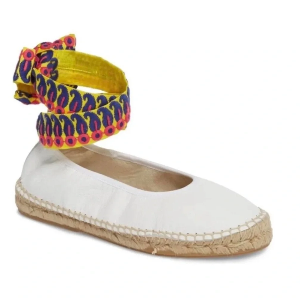 NEW Free People Maya Wrap Espadrille White Leather SIZE 7.5